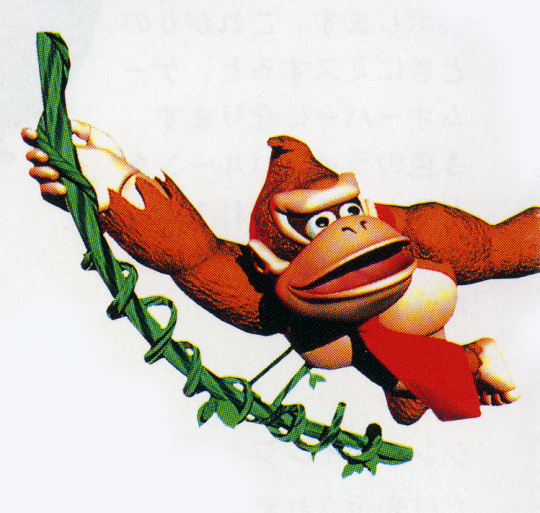 DK swinging on a vine